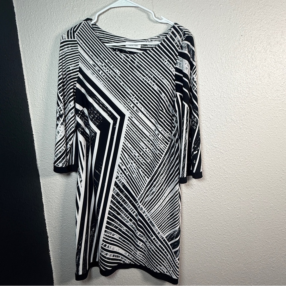 Calvin Klein Black and White Striped Dress